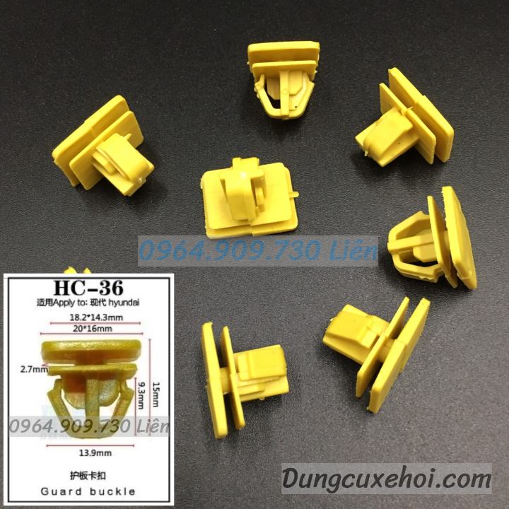 Bộ 20 đinh tán, chốt vít nở vit Nhựa Loại 1 cho xe hơi ô tô hyundai Nhựa Nylon Polyme AHC36