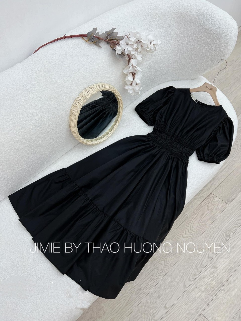 Đầm nữ Form dáng Maxi tay bo nhún eo