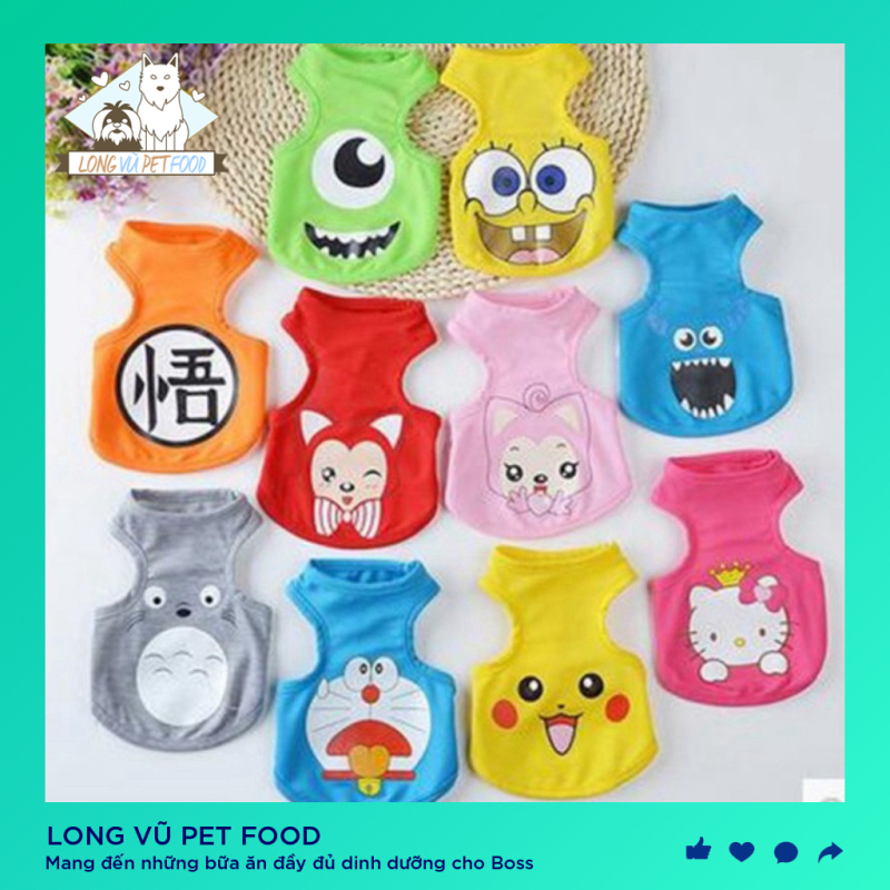 [HCM]Áo hoạt hình 5 mẫu thú cưng chó / mèo (1 áo) - Long Vũ Pet Food