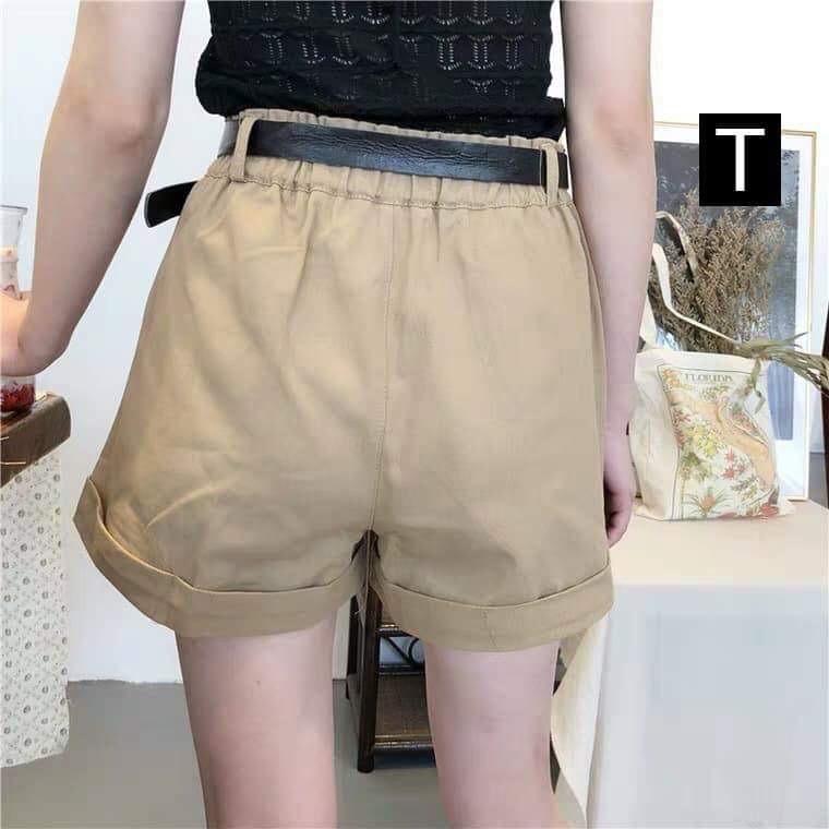 [Kèm thắt lưng] Quần đùi kaki nữ gập gấu DTR0319