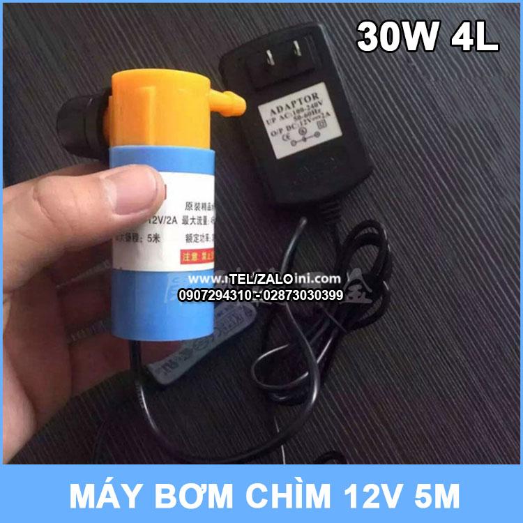 [HCM]Bơm chìm mini 12V 5M kèm nguồn điện
