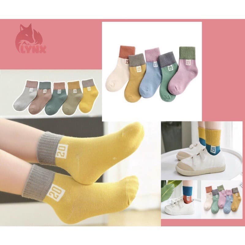 [Hoàn tiền 15%] SET 5 ĐÔI TẤT CAO CỔ ĐÁNH SỐ 19-20 CHO BÉ