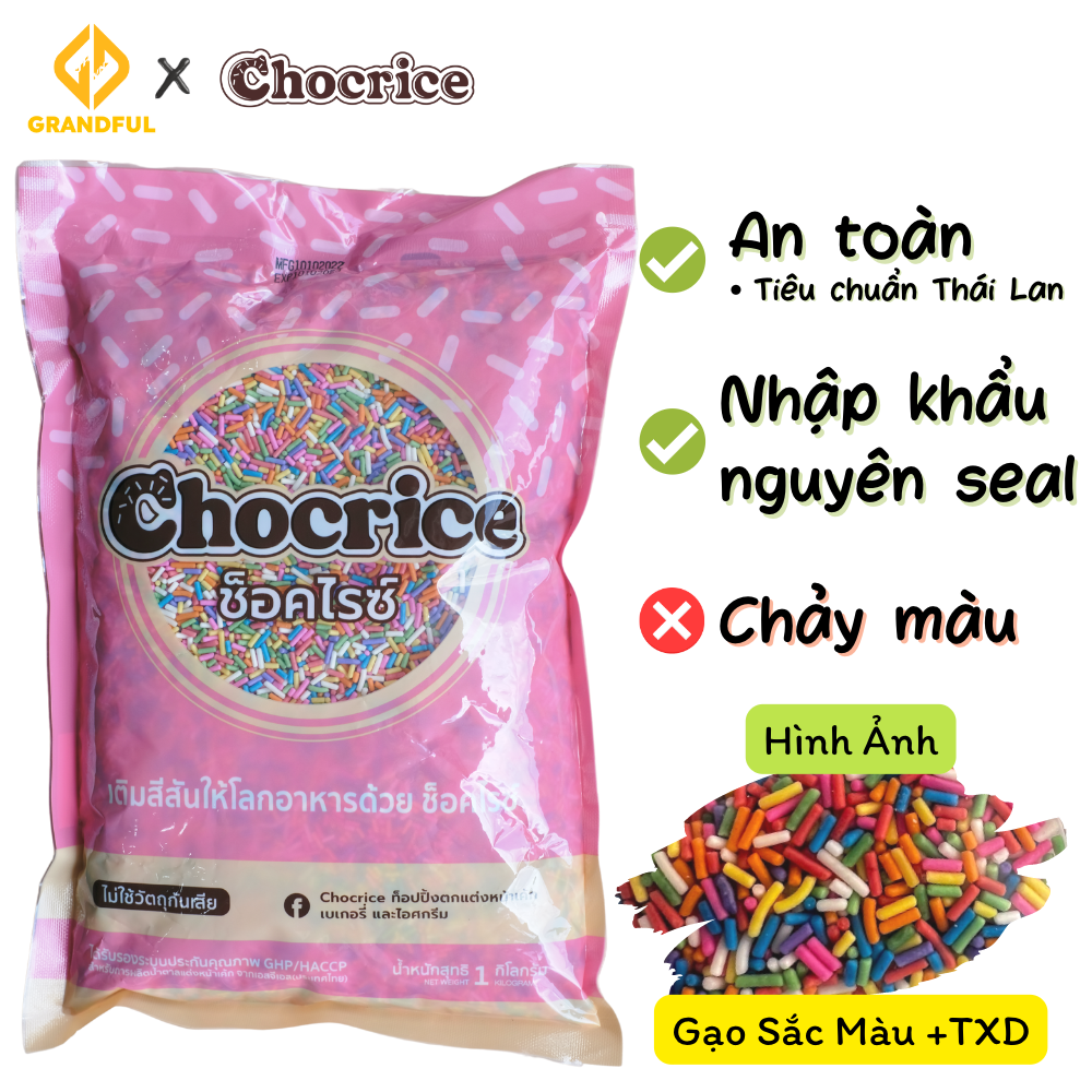 Cốm Màu CHOCRICE (Hình Gạo) 1kg Trang Trí Bánh Bakery