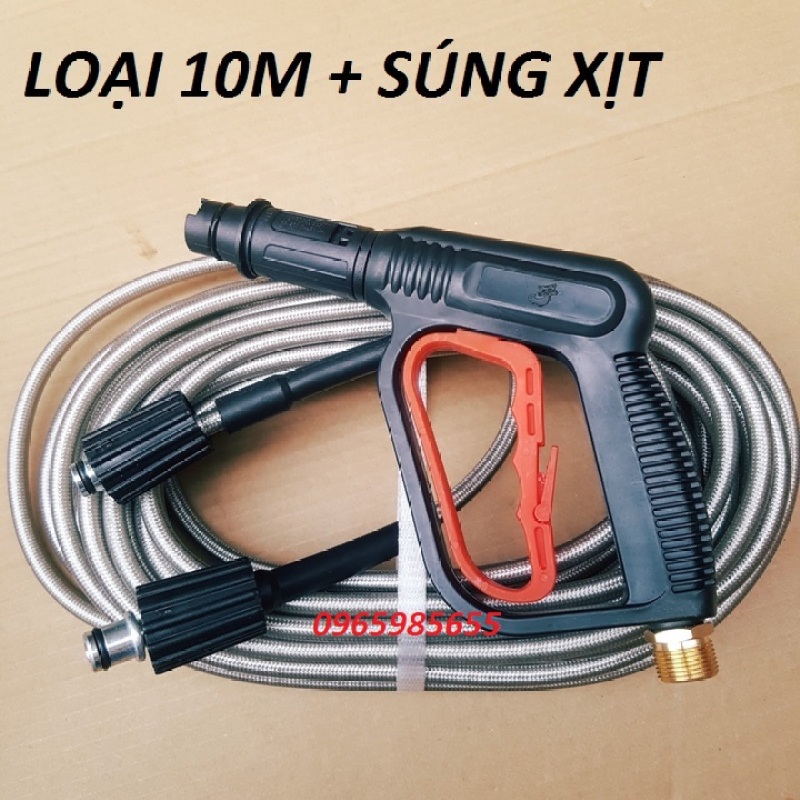 10m dây rửa xe và súng xịt rửa xe áp lực cao - REN 22mm- ( chọn bộ như hình )