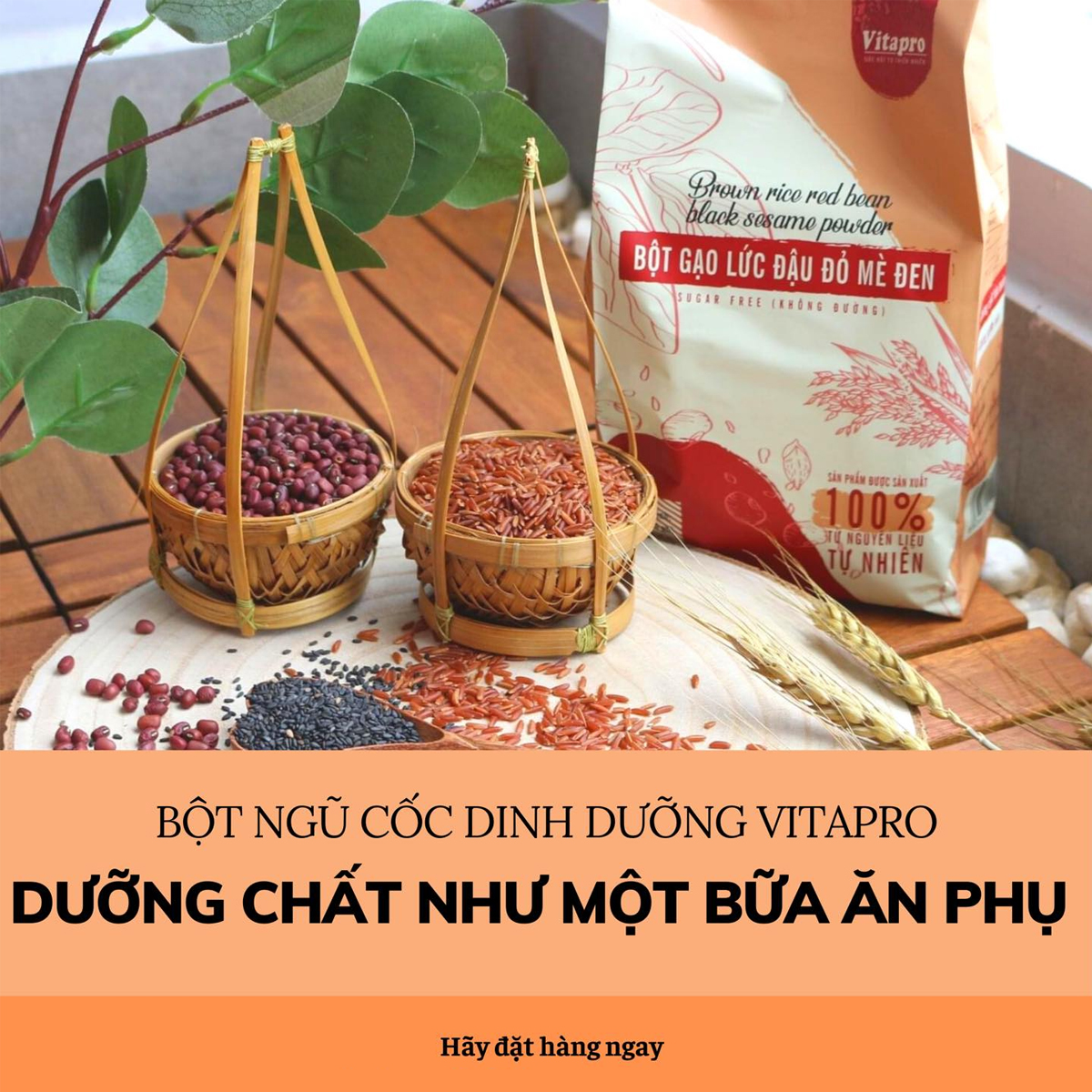 BỘT GẠO LỨT ĐẬU ĐỎ MÈ ĐEN KHÔNG ĐƯỜNG VITAPRO
