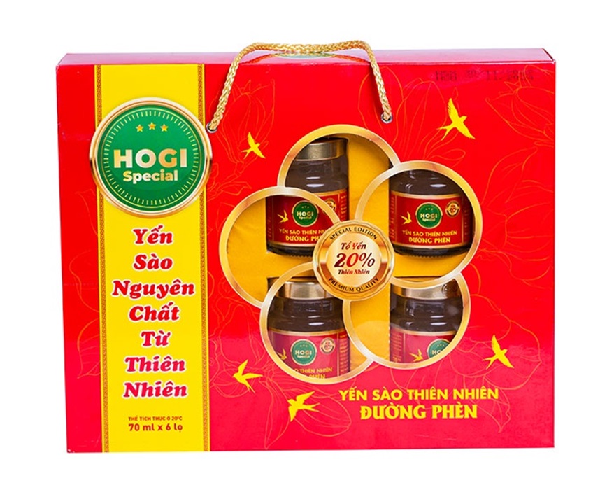 KÈM TÚI - Nước Yến Sào chưng đường phèn EVERNEST CANXI 20% tổ yến cao cấp (6 lọ x 70ml)