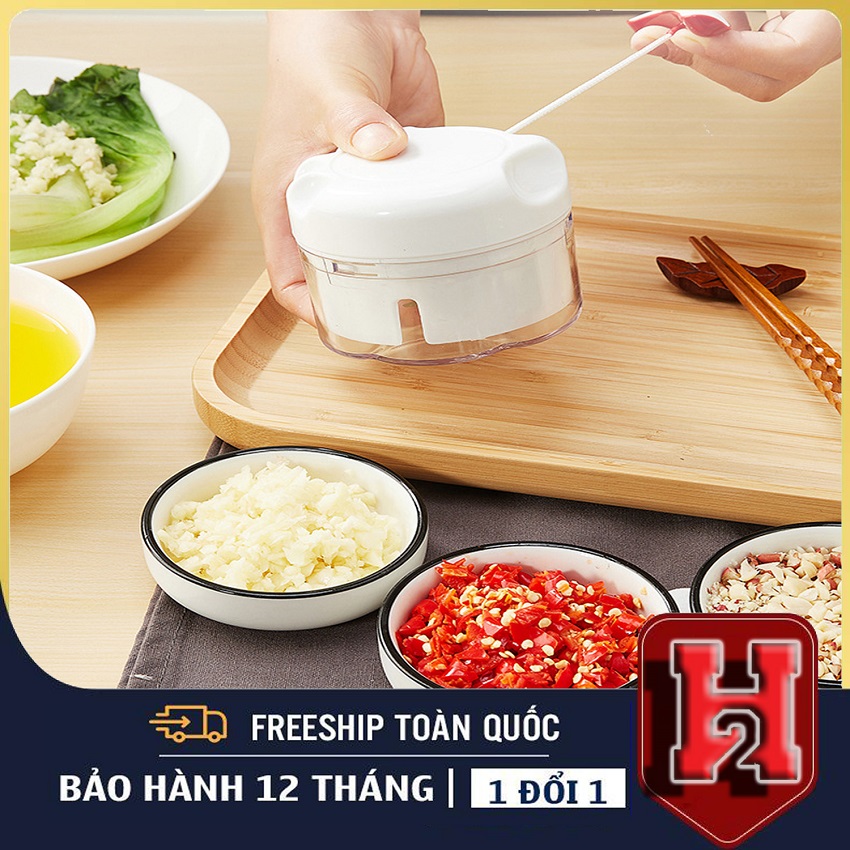Xay tỏi ớt, dụng cụ xay tỏi ớt vn02-dụng cụ xay tỏi ớt mini, dụng cụ xay tỏi ớt kéo bằng tay tiện lợi, dễ sử dụng