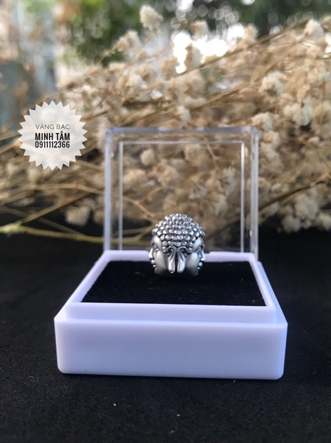 Charm Mặt Phật hai mặt bạc Thái cao cấp