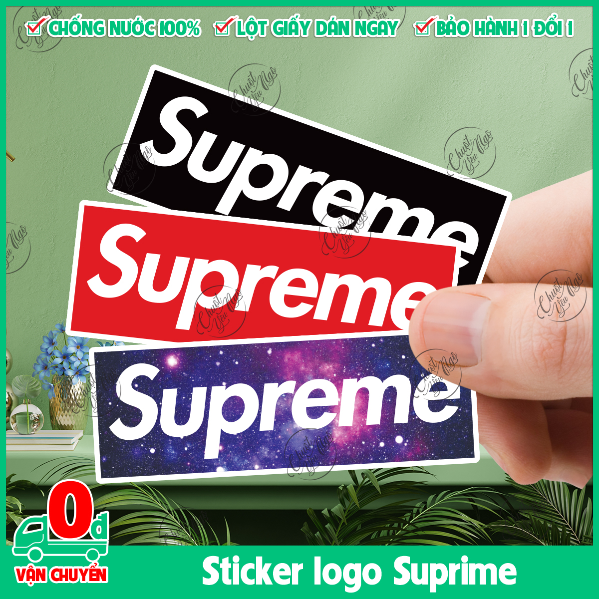 Supreme logo sticker waterproof decal laptop bicycle helmet...