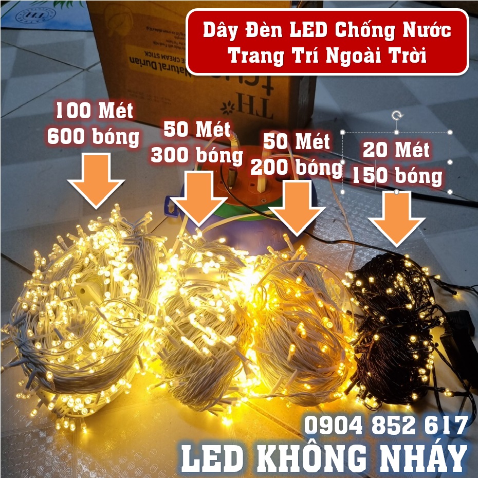 50m dây đèn led trang trí ngoài trời chống nước 240 bóng led noel, giáng sinh