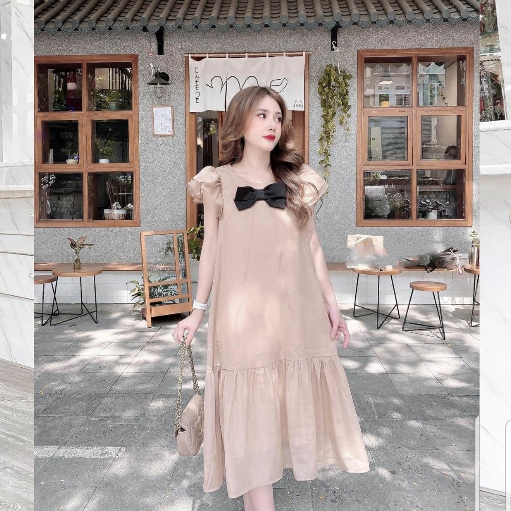 Váy bầu thời trang thiết kế  chất lụa hoa freesize từ 45 đến 70kg