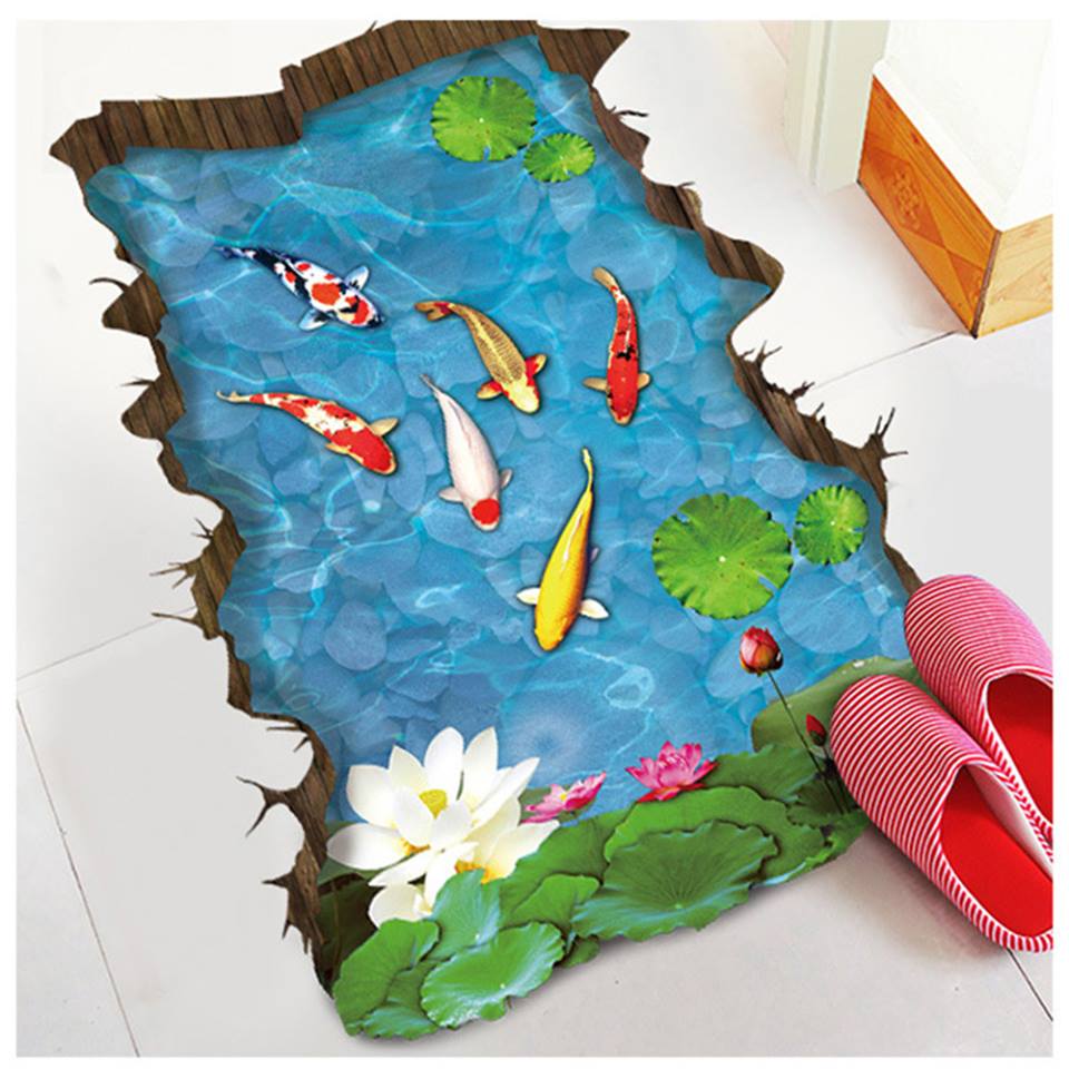 DECAL DÁN TƯỜNG TẾT HỒ CÁ 3D SỐ 7