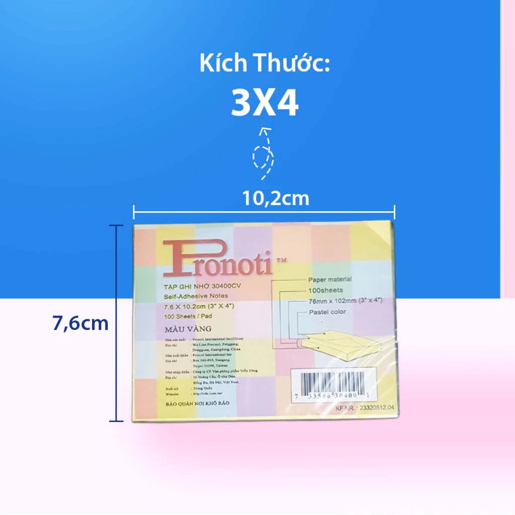 Giấy Note Vàng PRONOTI, Giấy Ghi Chú Nhiều Size, Ghi Chú Thông Tin Nhanh Chống Tiện Lợi