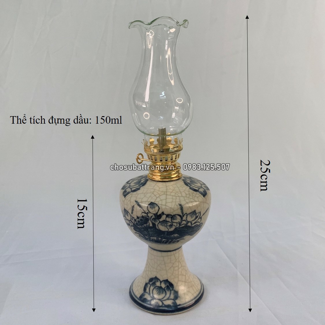 Đèn thờ men rạn trơn long phụng / sen