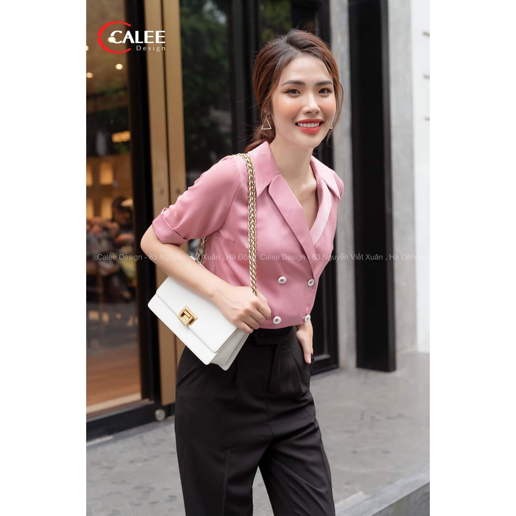 Quần Baggy Nữ Dáng Dài Cúc Bọc Cạp Cao