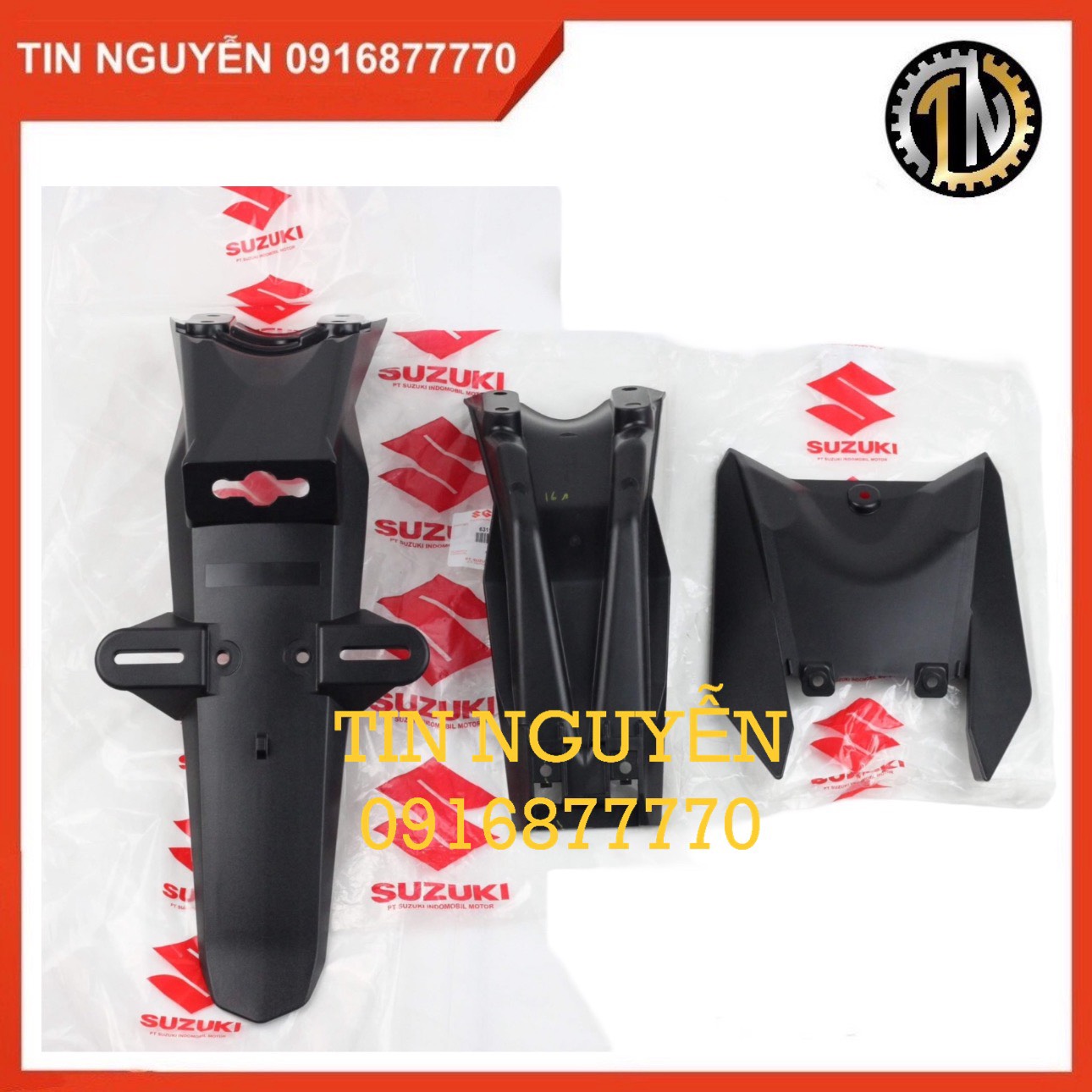 Dè biển số 3 món Satria Fi hàng chính hãng Suzuki
