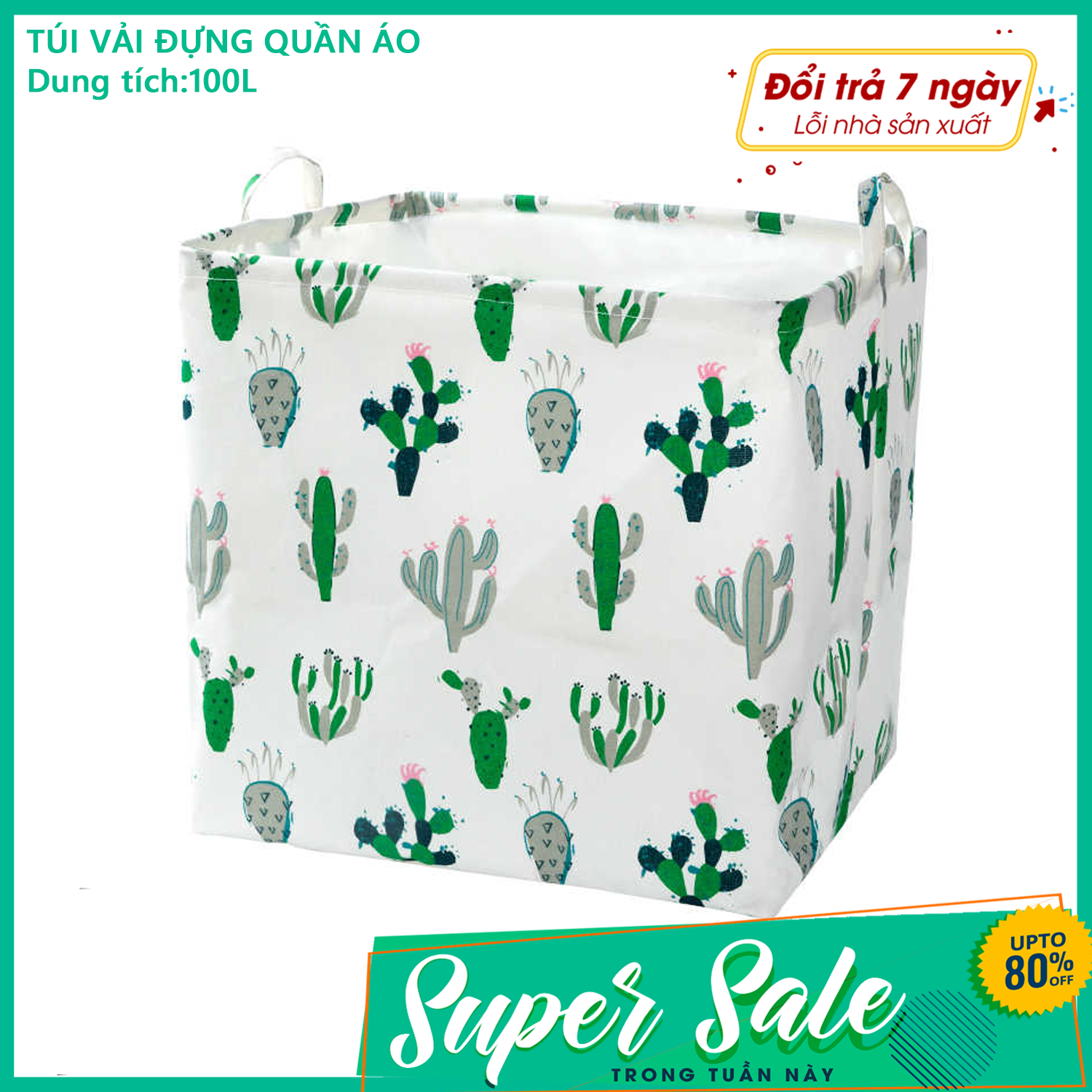 Túi vải đựng đồ - Túi đựng quần áo - Túi đựng chăn màn quần áo siêu to 100L vintage - giỏ đựng chăn mền cực bền - Túi vải vintage cỡ lớn đựng chăn mền drap, quần áo 75 Lít (Chọn phân loại)
