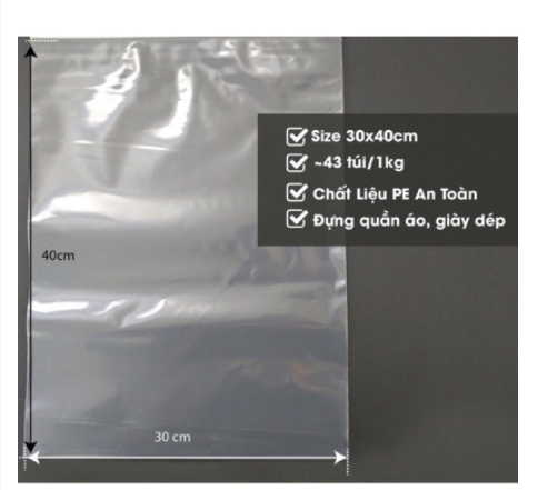 1 kg túi ZIPPER chỉ đỏ 30x40cm