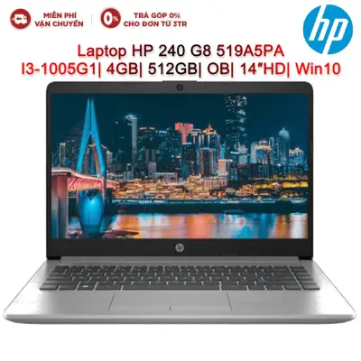 Laptop HP 240 G8 519A5PA I3-1005G1| 4GB| 512GB| OB| 14″HD| Win10 (Bạc)