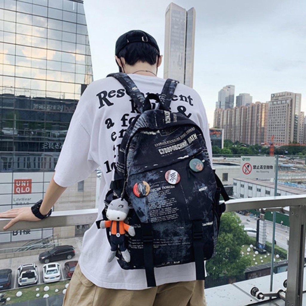 Balo nam nữ Ulzzang đi học cỡ lớn cho học sinh sinh viên họa tiết Unisex Style Hàn Quốc TC22