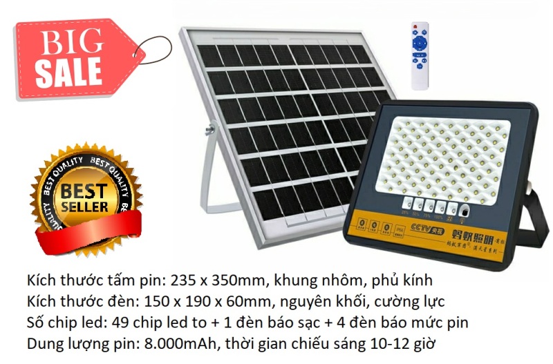 (HOT SALE) Đèn led năng lượng mặt trời 50W hàng chuẩn CCTV