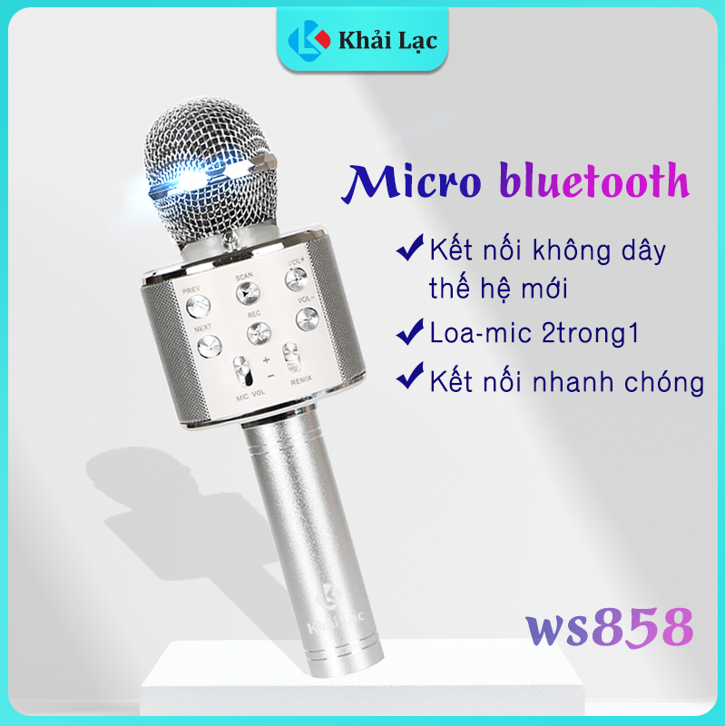Mic WS858 bluetooth kết nối không dây, míc hát âm vang-ấm míc di dộng hát mọi lúc mọi nơi kết nối dễ dàng, míc hát karaoke gia đình
