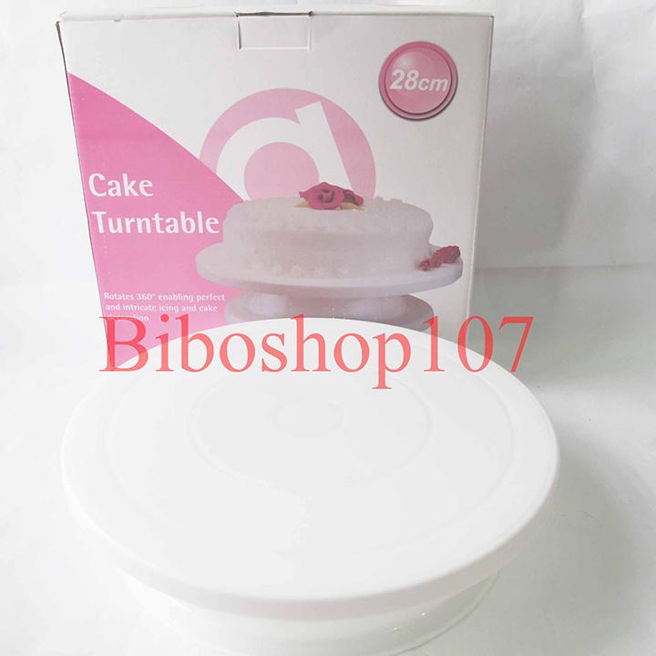Bàn xoay nhựa trang trí bánh cao cấp 28cm/ Chất liệu: nhựa cao cấp, bền đẹp và chắc chắn/ Gồm 2 bộ phận: mặt xoay và chân xoay.