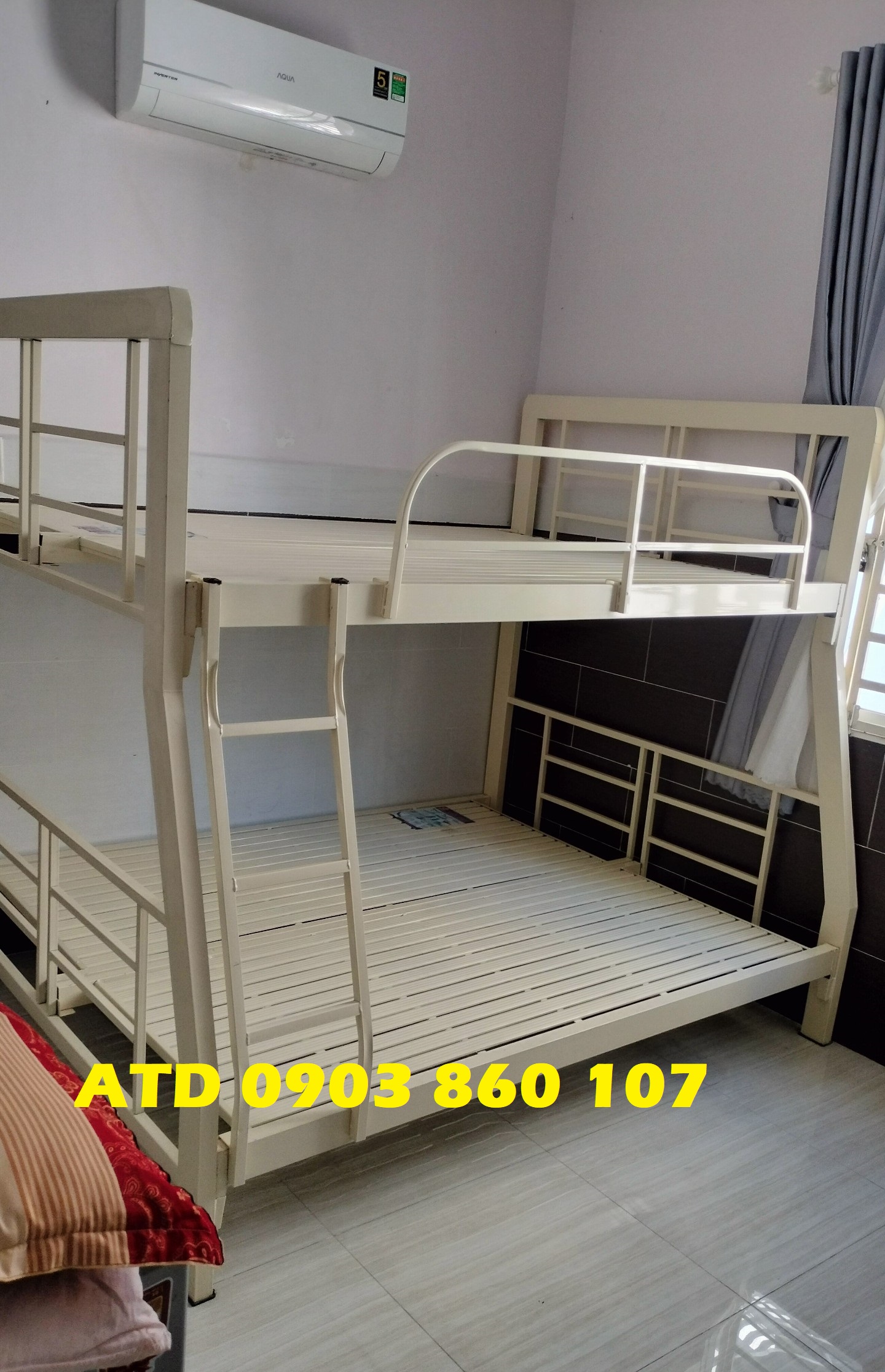 Giường tầng ngủ sắt hộp vuông dày- giường 2 tầng sắt giá rẻ cho trẻ em người lớn