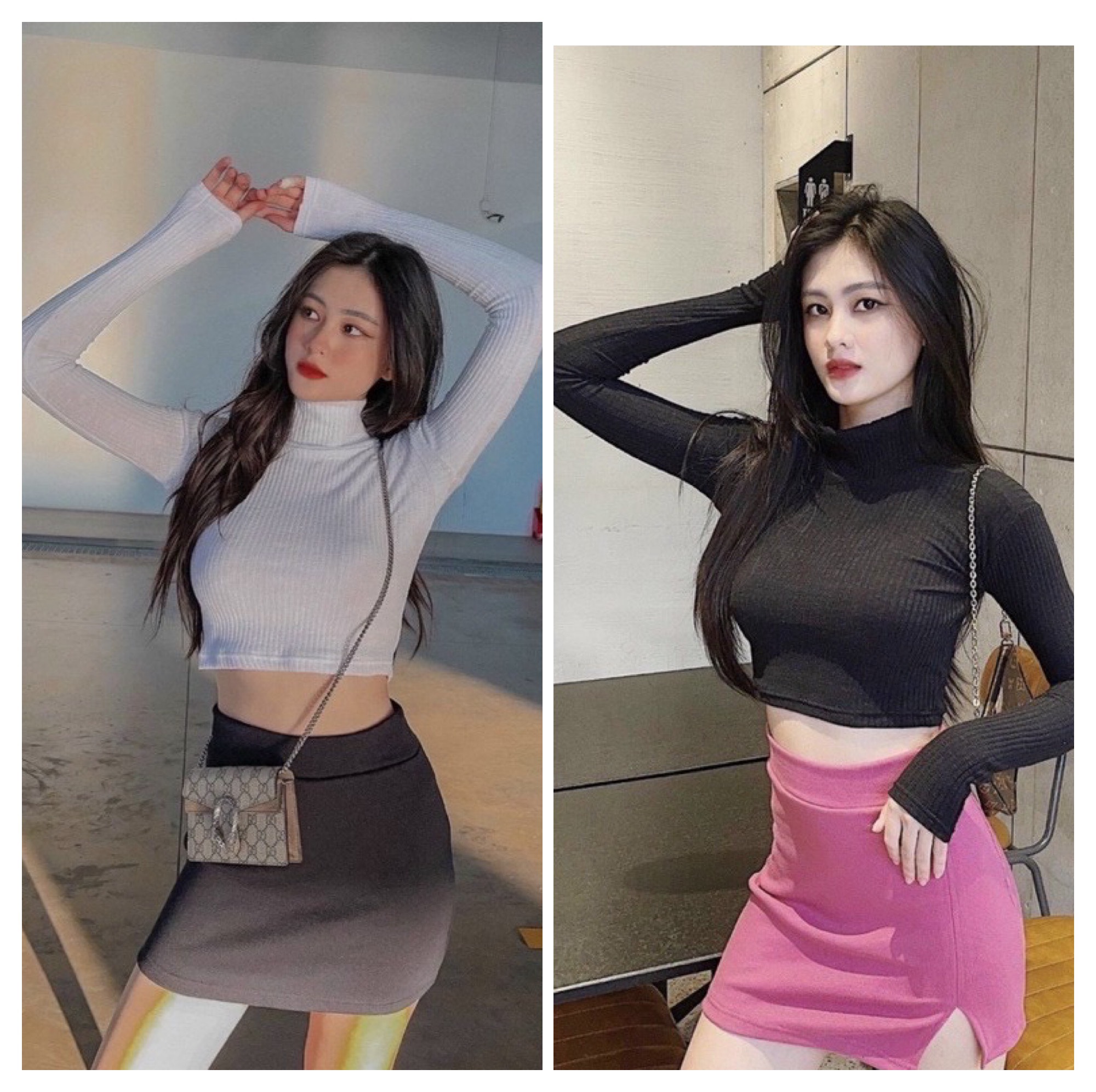 [HCM]áo dài tay cổ lọ basic siêu hot