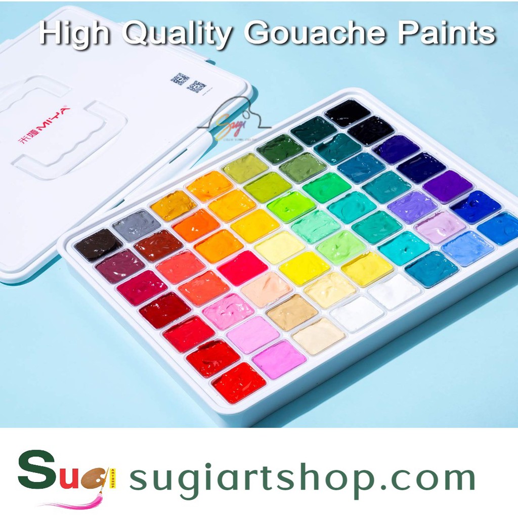 Màu gouache Miya Himi , màu thạch, bột, wat hộp 56 màu x 30ml - Sugi art shop