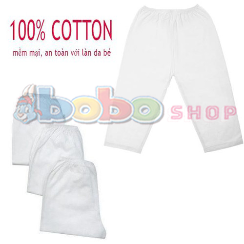 Set 5 Quần Dài Cotton Trắng Bosini Cho Bé (2-24kg)