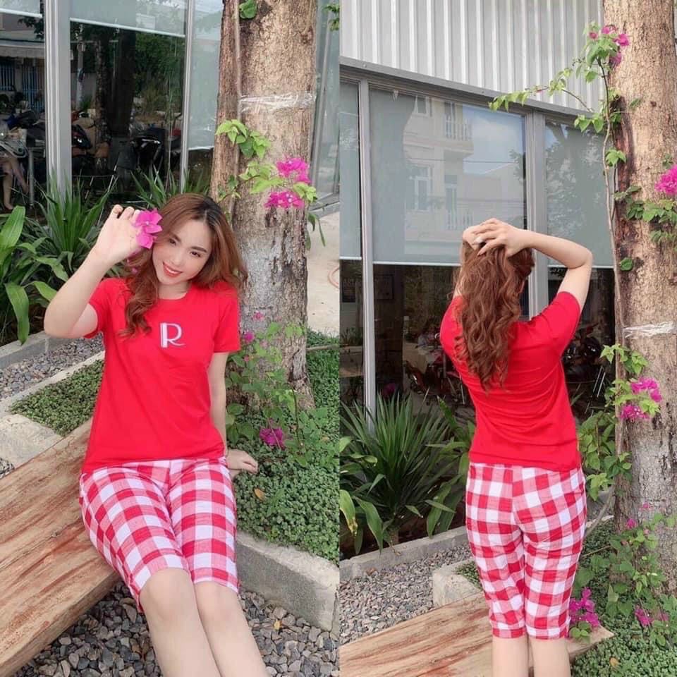 [HCM]BỘ ĐỒ COTTON LỠ THÊU CHỮ R