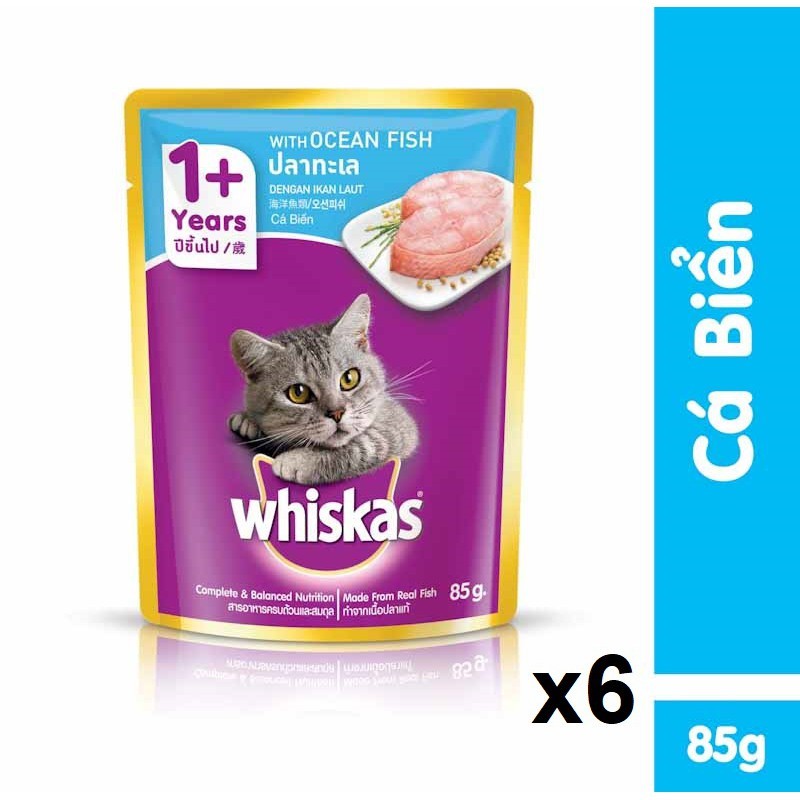 Combo 3 gói Pate Whiskas 85g Dành cho mèo lớn 5 vị cá