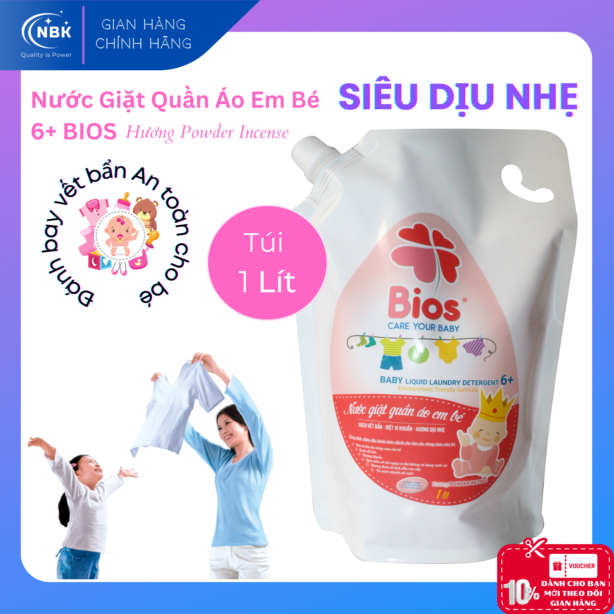 BIOS BABY LIQUID LAUNDRY DETERGENT 6+ (1 LITRE/BAG)