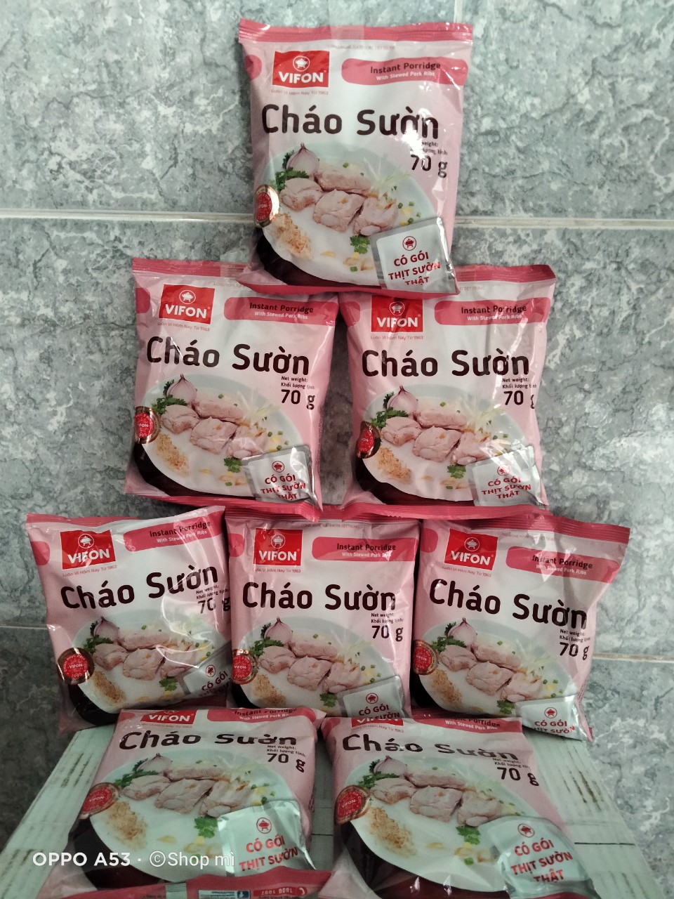 Combo 5 gói cháo VIFON 4 vị (Sườn, Thịt bằm, Gà, Nấm) 70gr - Có thịt thật