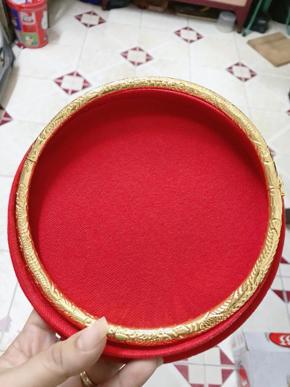 Kiềng cổ cưới chạm rồng xi dát vàng 24k