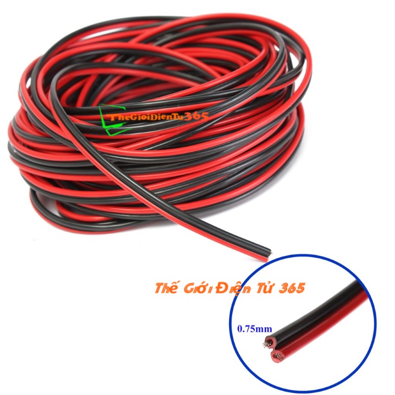 Dây Diện Đôi Đỏ Đen 2x0.75mm Loại Tốt 2 Mét