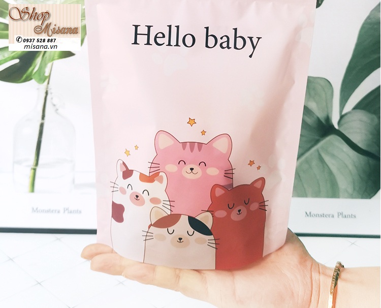 Combo 10 túi zip đựng bánh kẹo chữ love hồng vintage