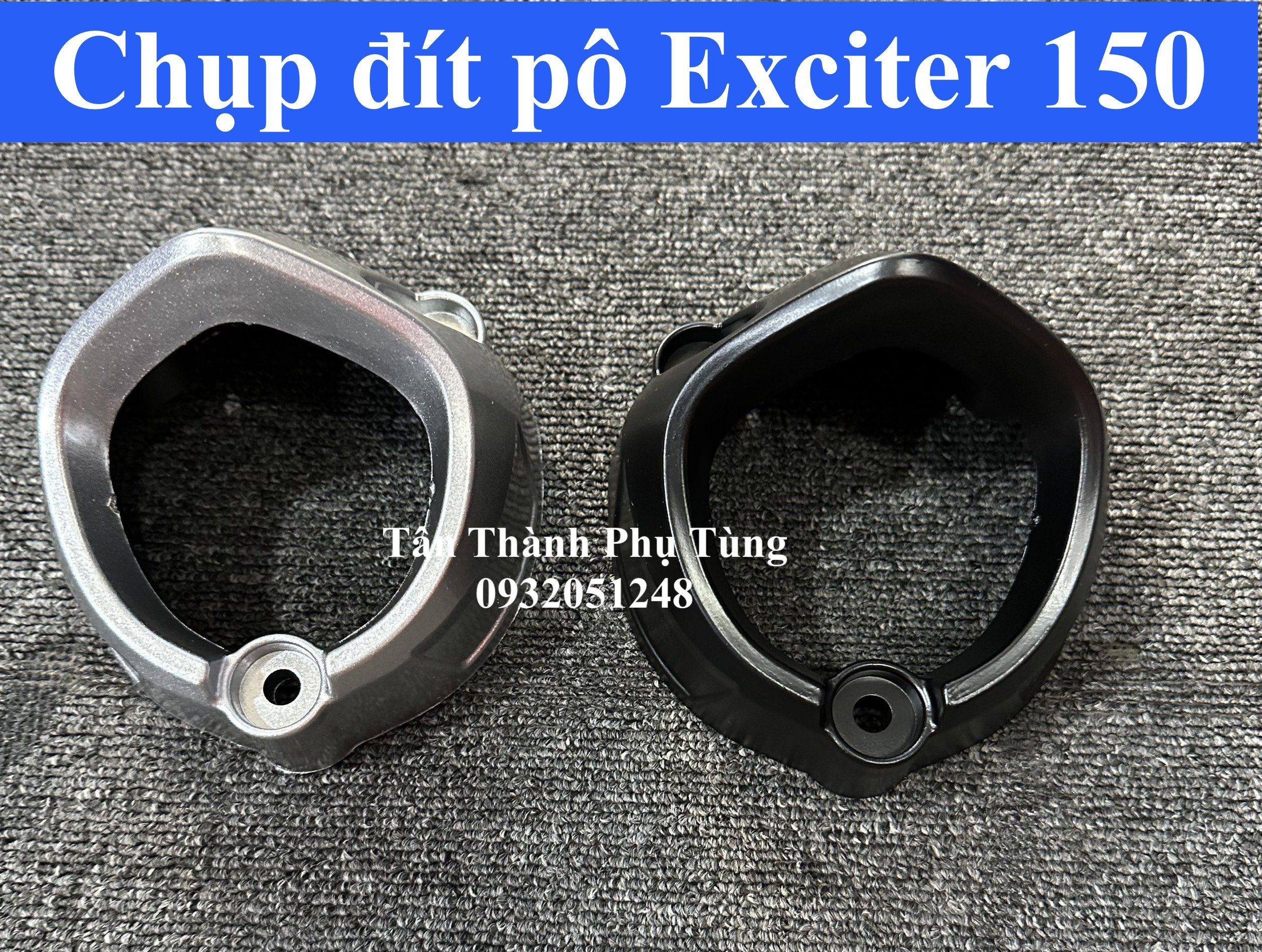 Chụp đít pô Exciter 150 màu Bạc, đen