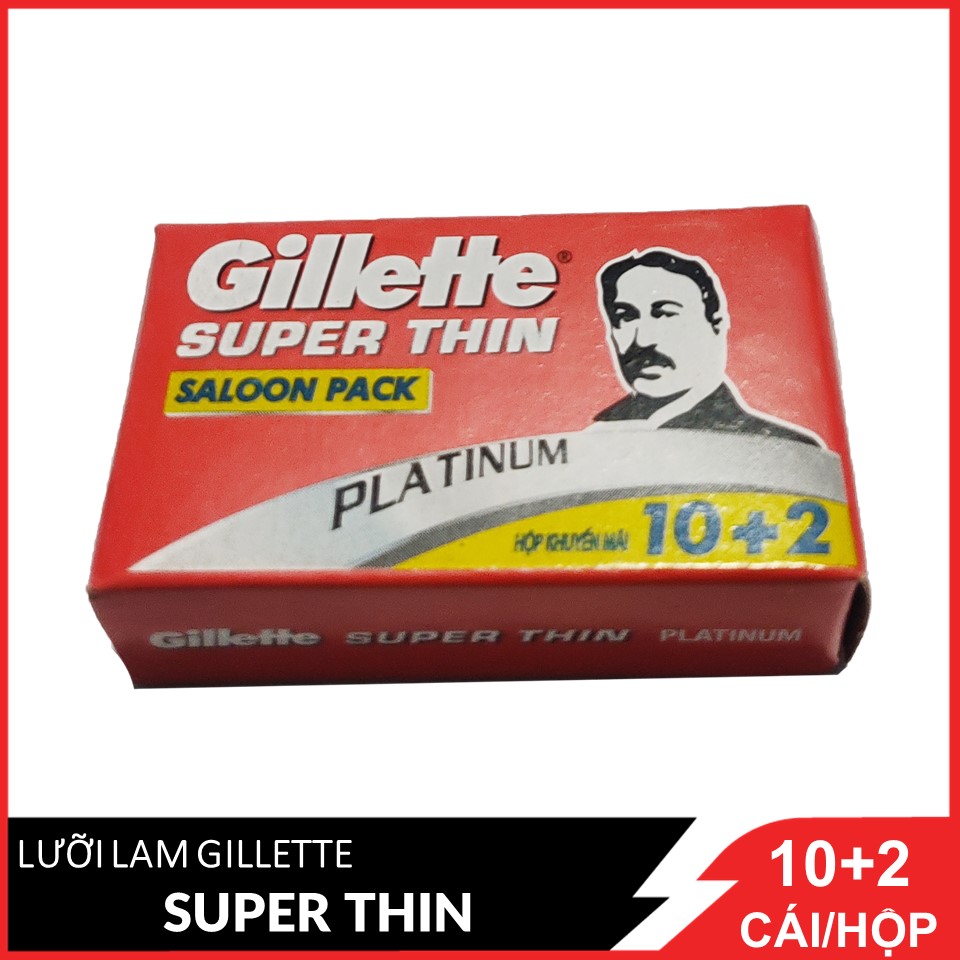 [HCM ship 2h] Combo 5 Lưỡi Lam Gillette Super Thin Saloon Pack Hộp 10 + 2 Cái