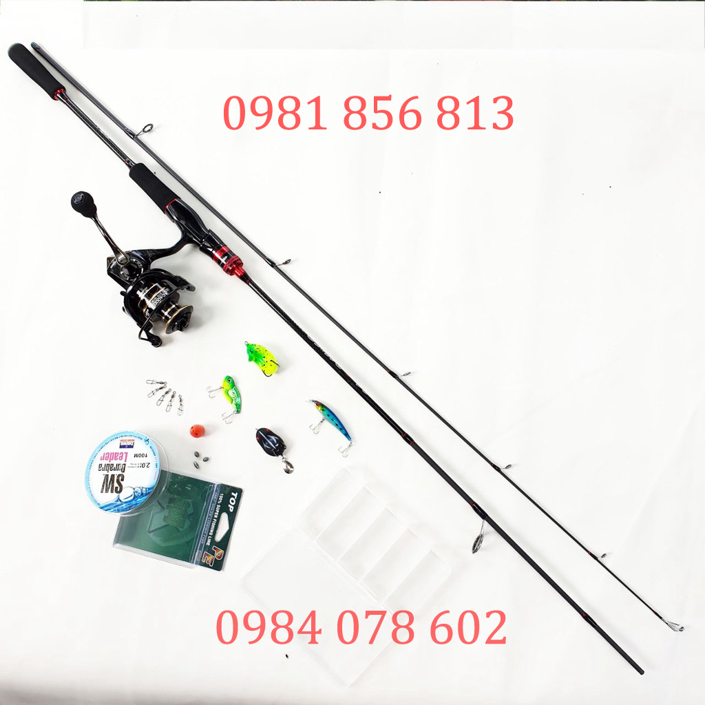 (sale) Bộ cần câu cá lure máy đứng đầy đủ size + Máy kim loại + dây câu lure + hộp mồi lure tải cá lớn  B-lu-D01  uy tí