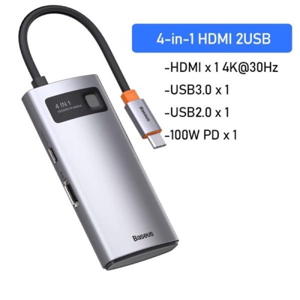 Cáp Chuyển Hub Type C Baseus 6 in 1 (TYPE C To USB 3.0 x 3 + HDMI 4K + Type C PD + LAN RJ45)