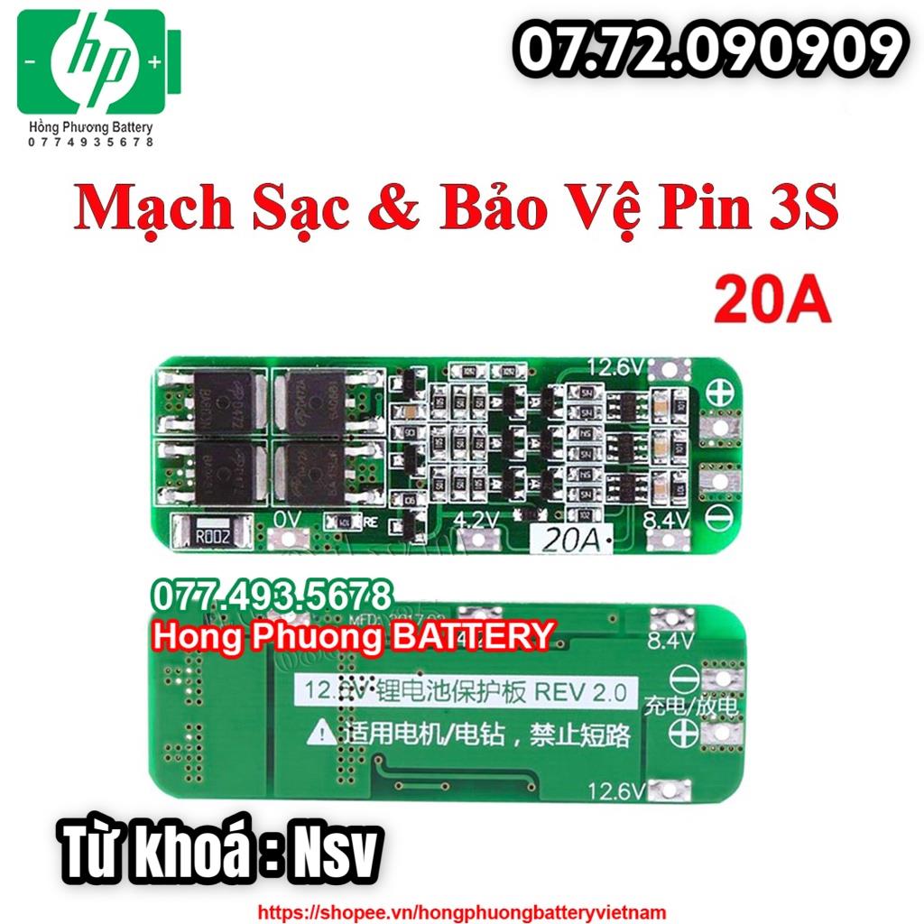 Nsv Mạch bảo vệ pin Lion 3S 12.6V 20A