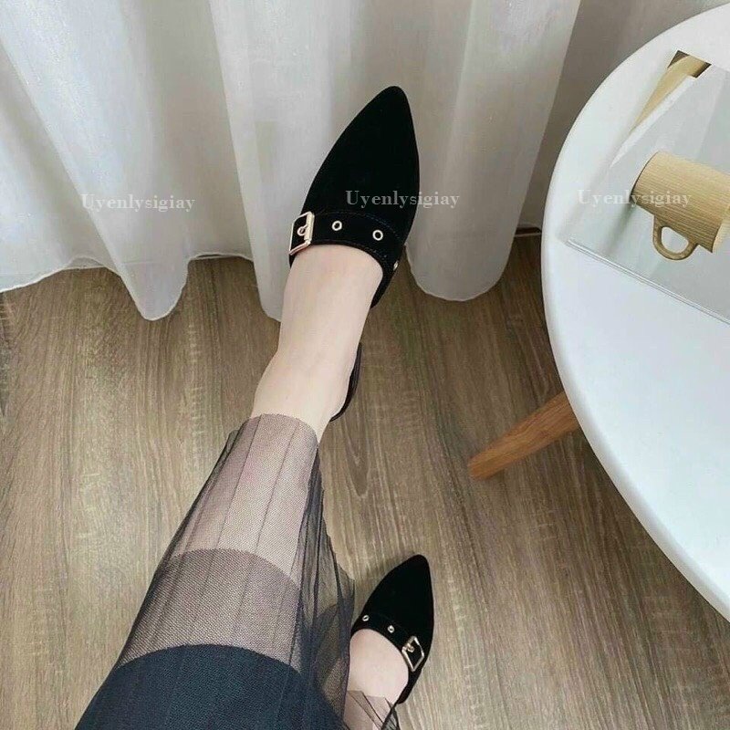Dép sục nữ phối khuy cài gót 2cm cực êm