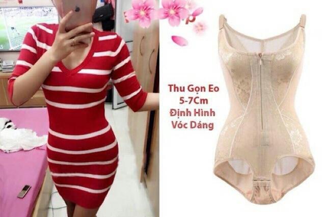 Áo gen toàn thân, giảm mỡ định hình vòng eo nâng ngực , chất thun su co giãn có khóa kéo [ khobuonle ]