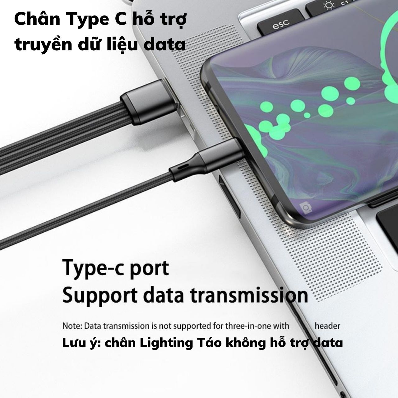 Dây Sạc Nhanh 3 Đầu Kép Giống Nhau Đa Năng, cáp sạc nhanh 5A Type C Lightning Micro USB cho điện thoại máy tính bảng Cửu Long store