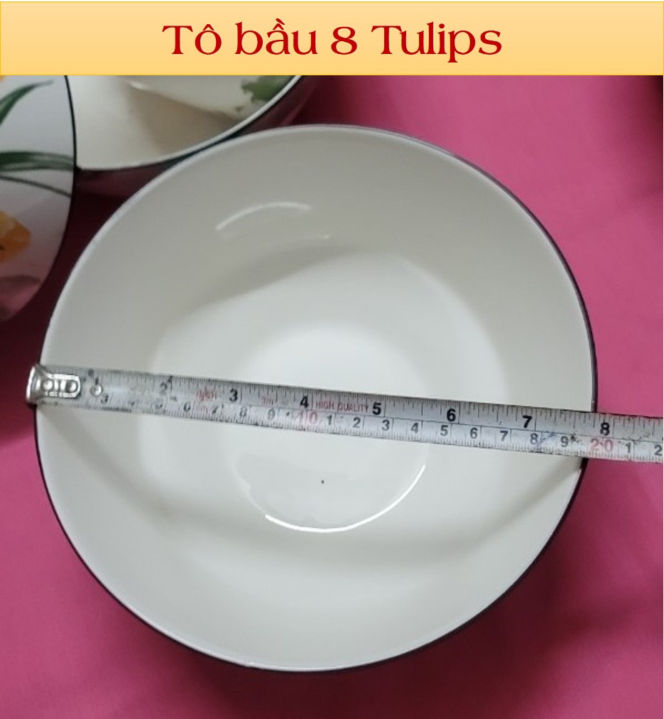 TÔ BẦU GỐM SỨ 4D HỌA TIẾT TULIPS - ĐỦ SIZE ( 6 ,7, 8)