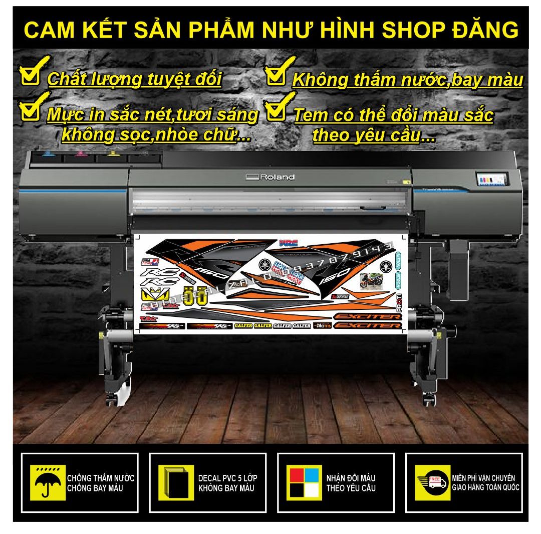 TEM RỜI EXCITER 150 RC MẪU ZIN PHỐI CAM ĐEN