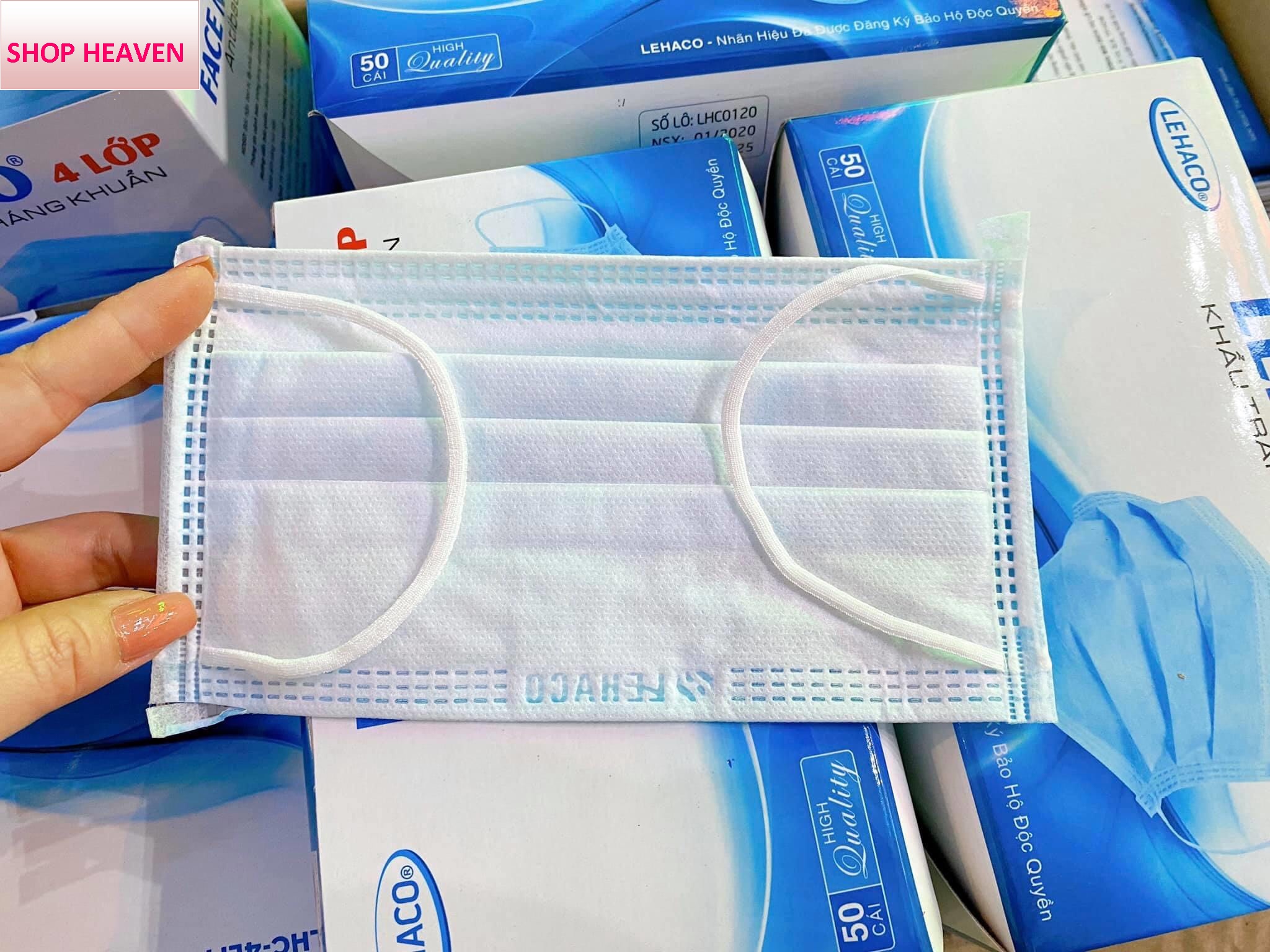 [HỘP 50 CÁI] Khẩu Trang y tế 4 Lớp  kháng khuẩn LEHACO