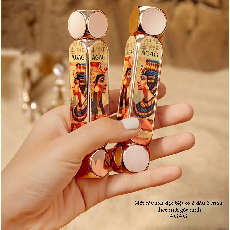 ( HÀNG ĐỘC) Son lì AGAG 2 đầu 6 màu son siêu xinh